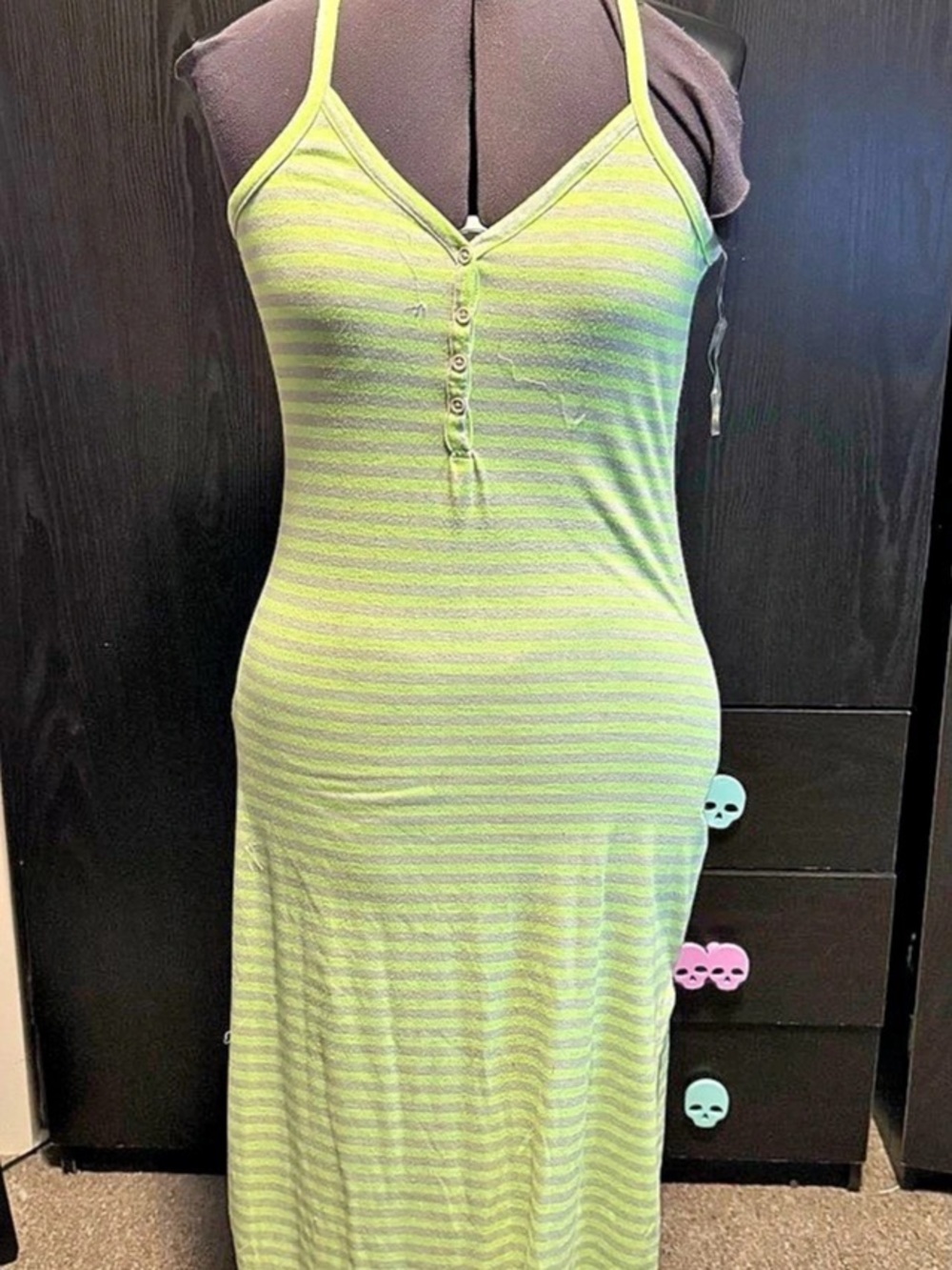 Striped Maxi Dress in Lime Green